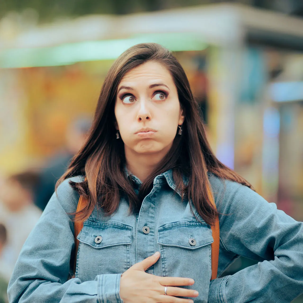 Woman eating in a restaurant