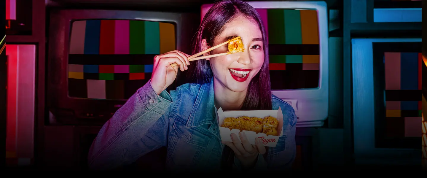 Woman holding sushi