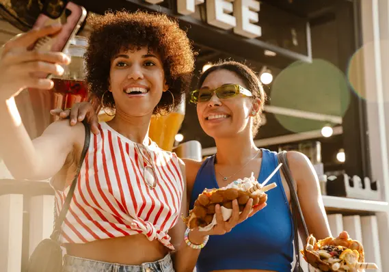 taking a photo with a friend