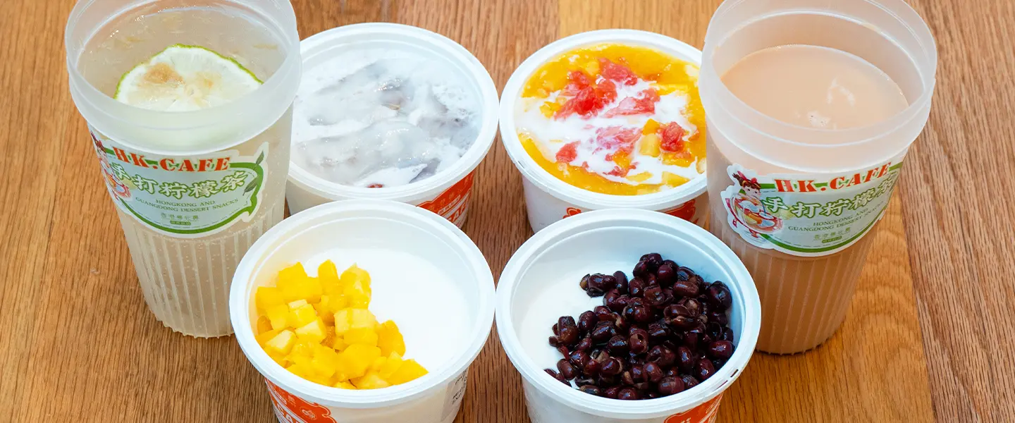 Beverages in glass cups