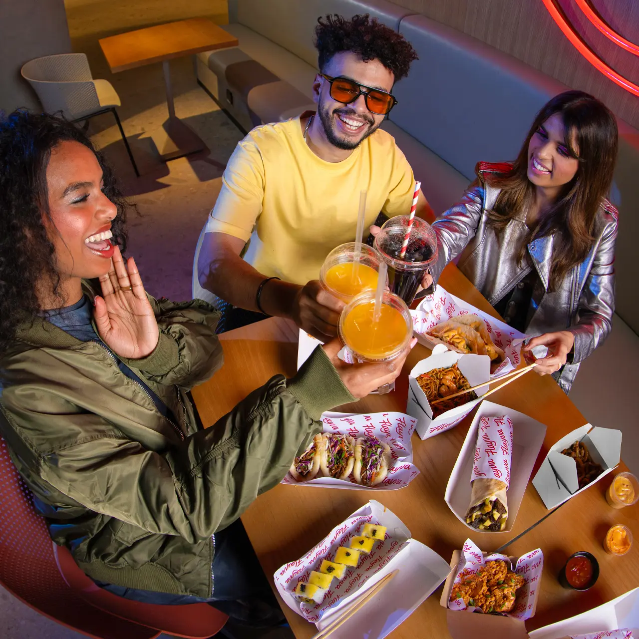 Friends celebrating food