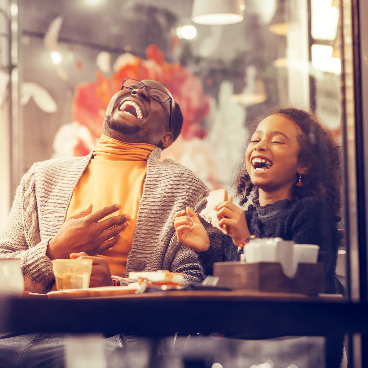 Couple celebrating with food