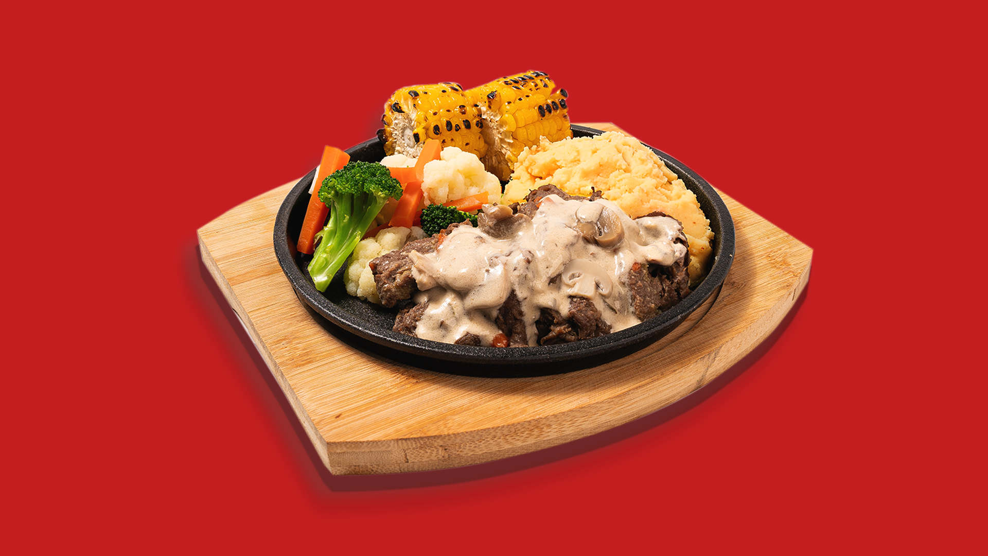 Burger with fries and bevarages