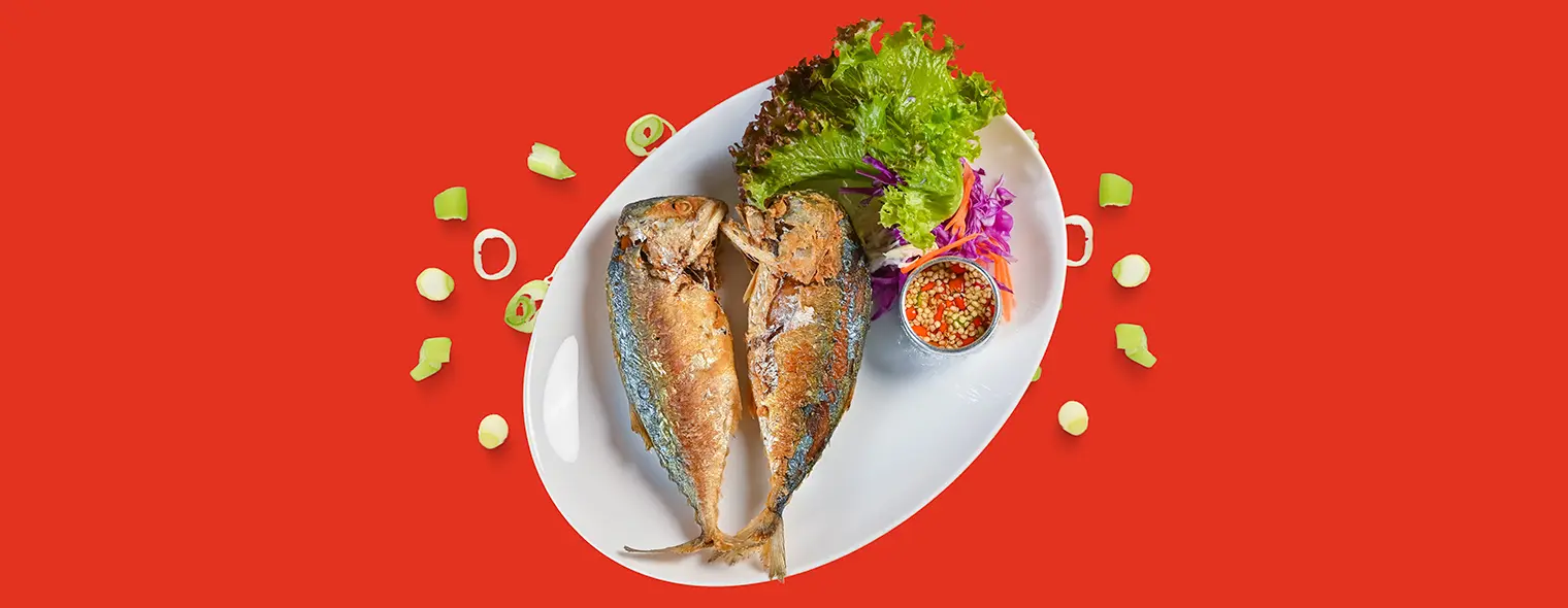 Fried fish with veggies